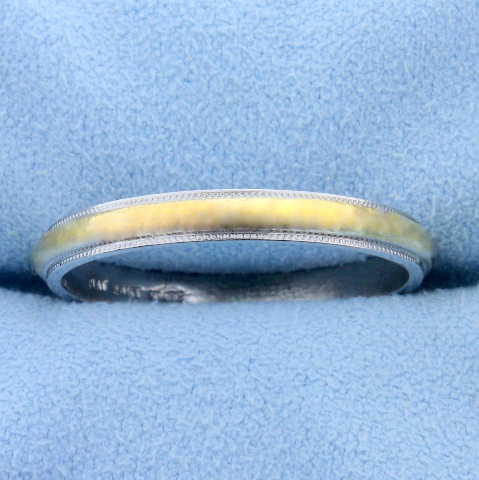Men's Two Tone Wedding Band Ring in Platinum and 24k: In 24K Yellow Gold and Platinum. 2.9mm wide. Size 11 1/4. 5.4g