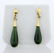 Jade Tear Drop Dangle Earrings in 14K Yellow Gold