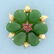 Large Vintage Jade and Ruby Flower Pin in 14K Yellow