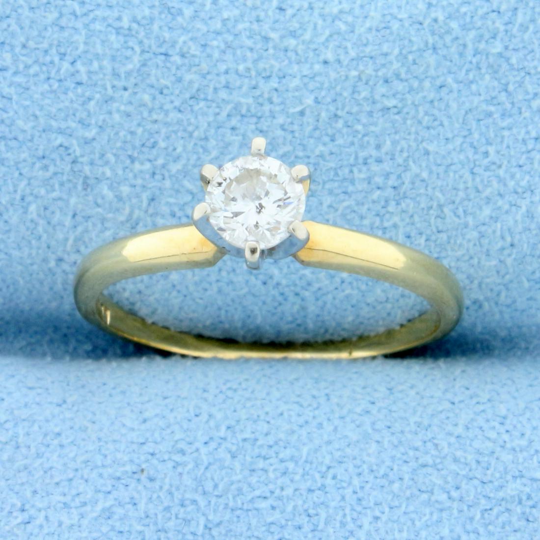 .3ct Solitaire Diamond Engagement Ring in 14k Yellow: In 14k yellow and white gold. Diamond is high quality G color/I clarity. Size 5 1/2. 1.4g.