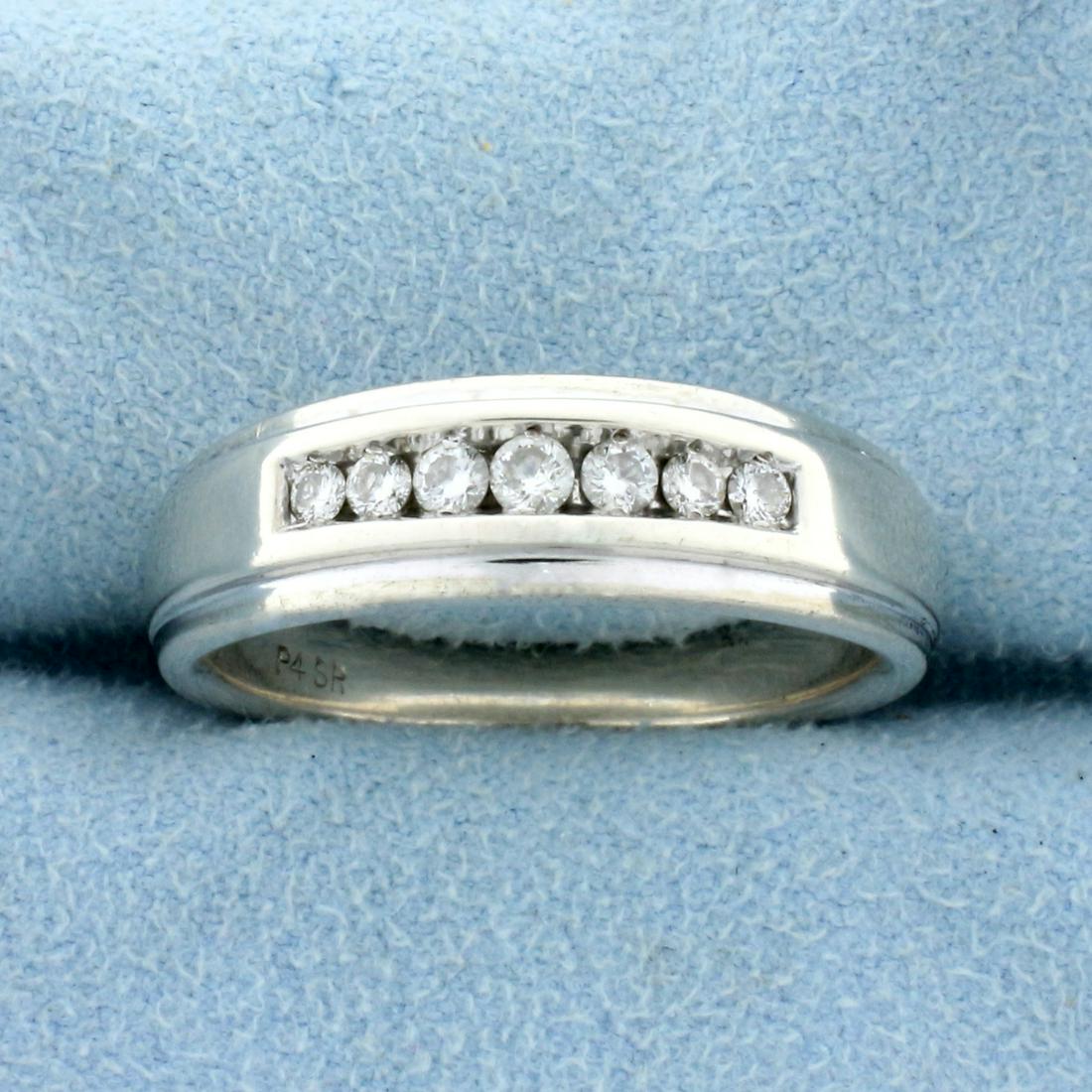 1/3ct TW Wedding or Anniversary Ring in Platina 4: In Platina 4 (alloy of gold, platinum, palladium, and silver). Contains seven high quality Diamonds, ranging from .03ct to .08ct each, 1/3ct TW, SI clarity/H color. Size 9 1/4. 6.4g