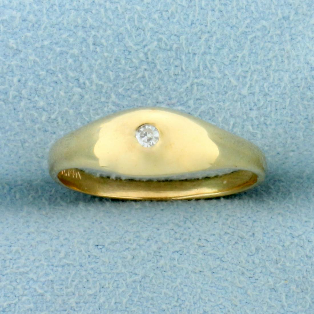 Vintage Diamond Dome Ring in 14K Yellow Gold: In 14k Yellow Gold. Contains one .02ct round Diamonds, flush mounted, VS clarity/H color. Size 6.25. 2.1g