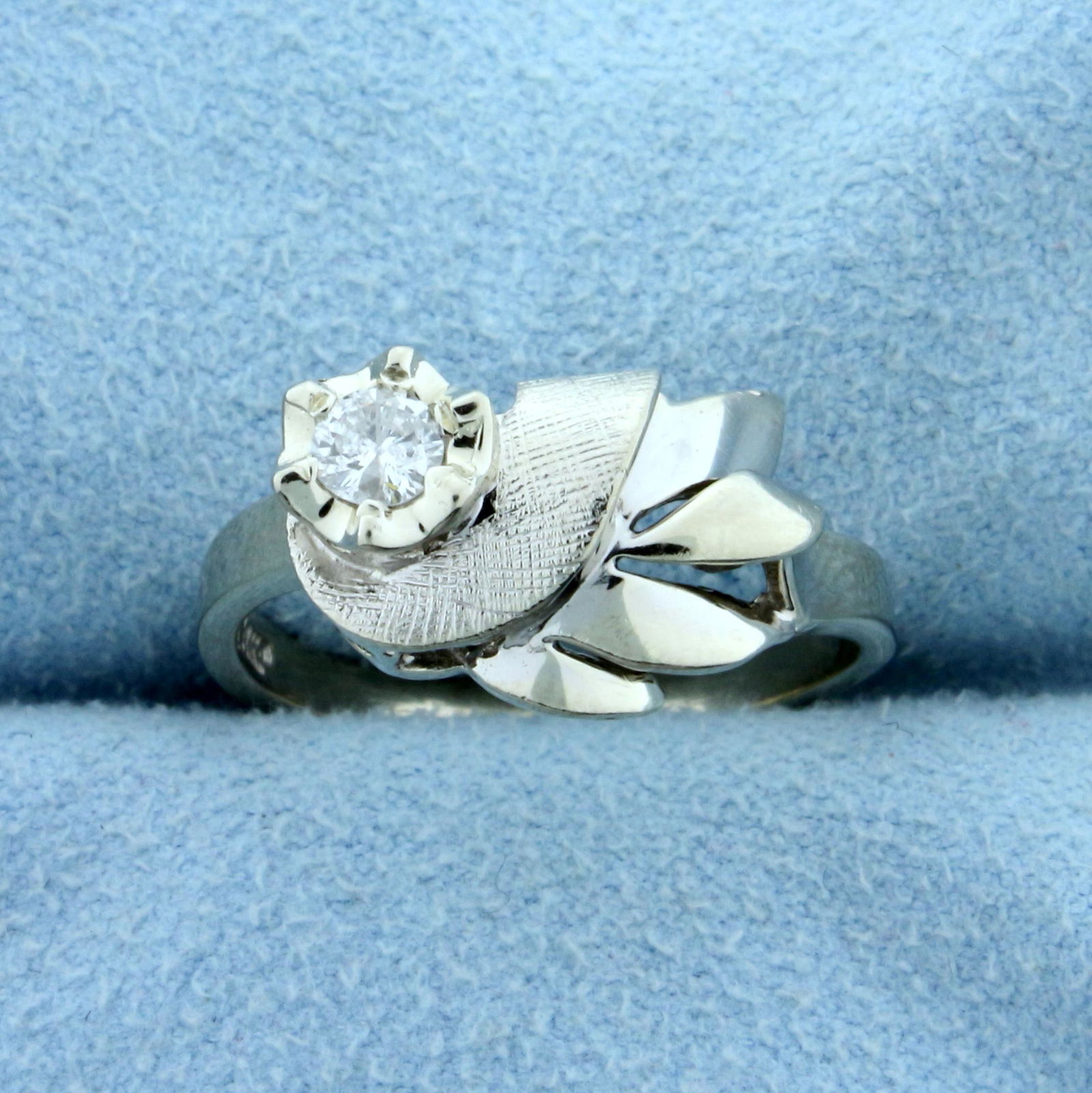 Vintage 1/5ct Solitaire Diamond Ring in 14K White Gold: In 14K White Gold. Contains one high quality .2ct diamond, I clarity/I color. Size 8. 4.5g.