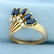 Unique Vintage Sapphire and Diamond Ring in 18K Yellow