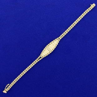 Diamond Cut Double Rope Style Bracelet in 14K Yellow: In 14K Yellow Gold. 7 inches long, 3.5-11.3mm wide. 8.8g.