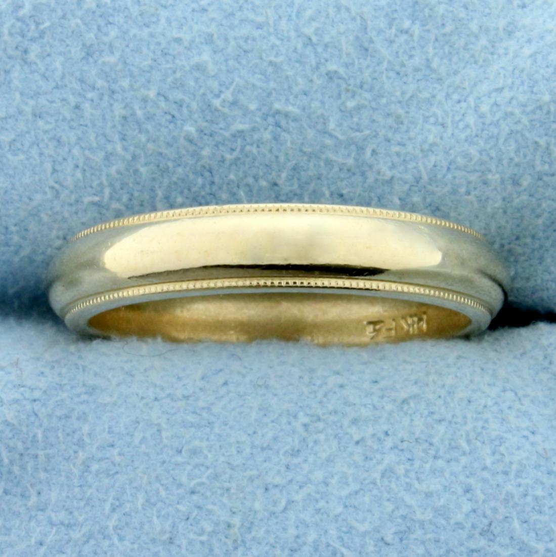 Milgrain Beaded Edge Wedding Band Ring in 14K Yellow: In 14K Yellow Gold. 3.95mm wide. Size 7 1/2. 5.3g.