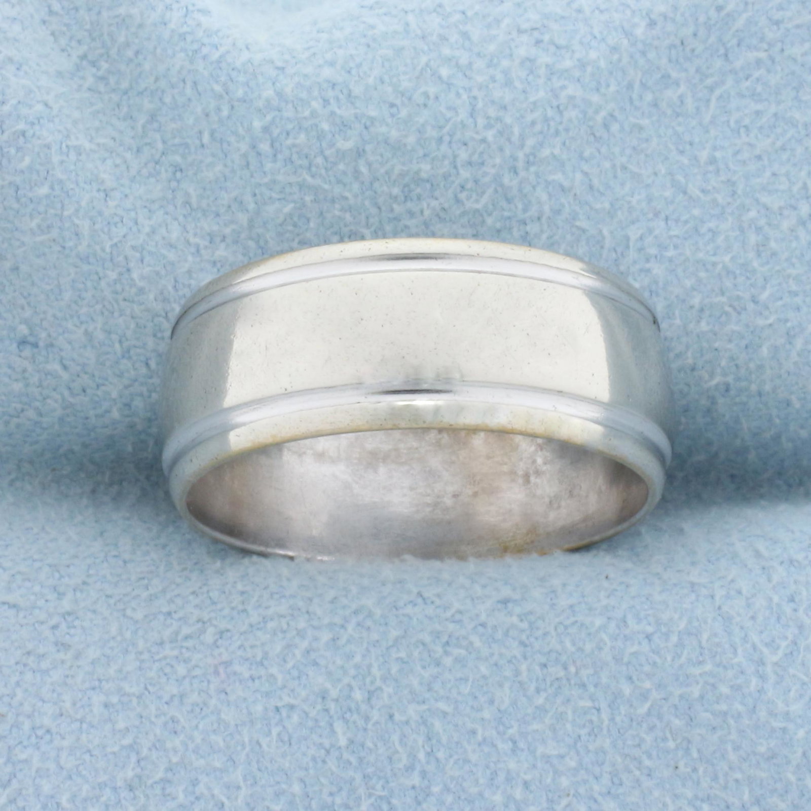 Wide Wedding Band Ring in 10K White Gold: In 10K White Gold. 8mm wide. Size 9. 6.2g.