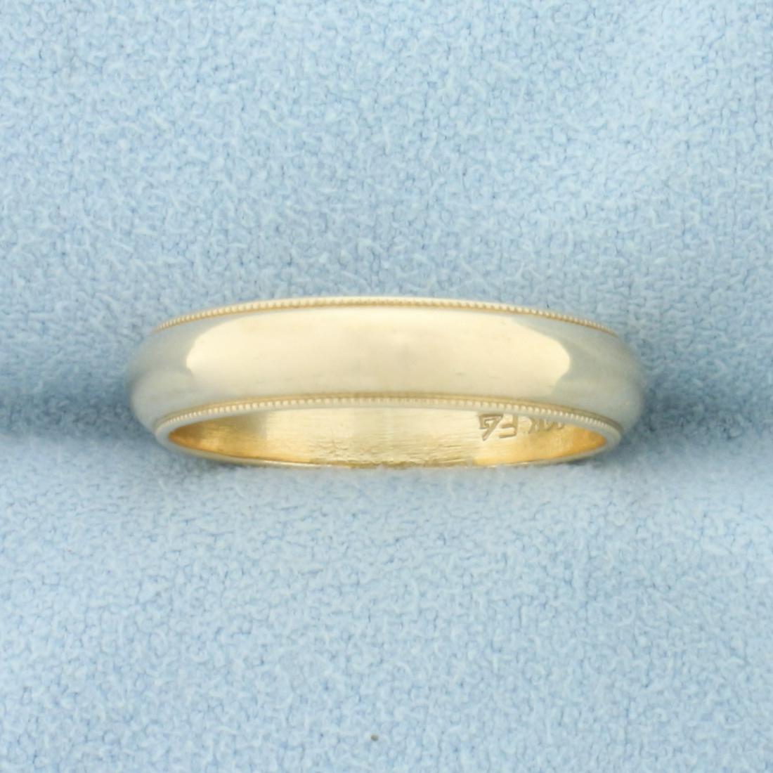 Milgrain Beaded Edge Wedding Band Ring in 14K Yellow: In 14K Yellow Gold. 4mm wide. Size 5 1/2. 3.4g.