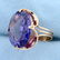 Vintage Large 15ct Purple Sapphire Ring in 14K Rose - 2