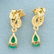 Natural Emerald and Diamond Dangle Earrings in 14K - 2