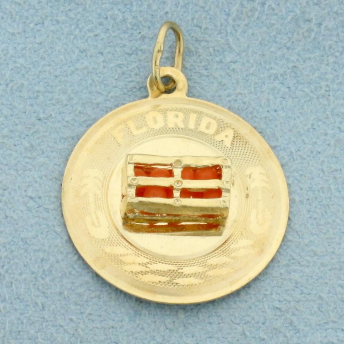 Florida Oranges Charm or Pendant in 14K Yellow Gold: In 14K Yellow Gold. 1 inch long with jump ring, 3/4 inch wide. 1.8g