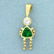 Child Girl Pendant with Green Quartz and CZ in 14K