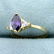 Amethyst and CZ Three-Stone Ring in 10K Yellow Gold - 2