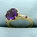 Vintage Amethyst, Garnet, and Diamond Ring in 10K - 2