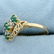 1/2ct TW Emerald and Diamond Ring in 14K Yellow Gold - 2