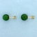 Jade Ball Stud Earrings in 10K Yellow Gold - 2