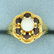 Vintage Garnet and Akoya Pearl Flower Ring in 18K
