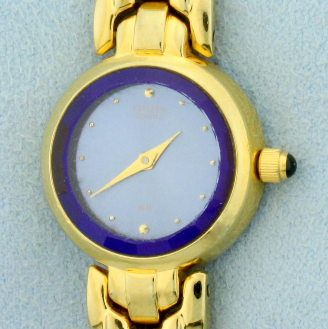 Womens Citizen Watch Gold Plated: Gold Plated. Quartz movement runs great, new battery. Some scratching on crystal. 20mm case. 6 1/4 inches long. 39.7g