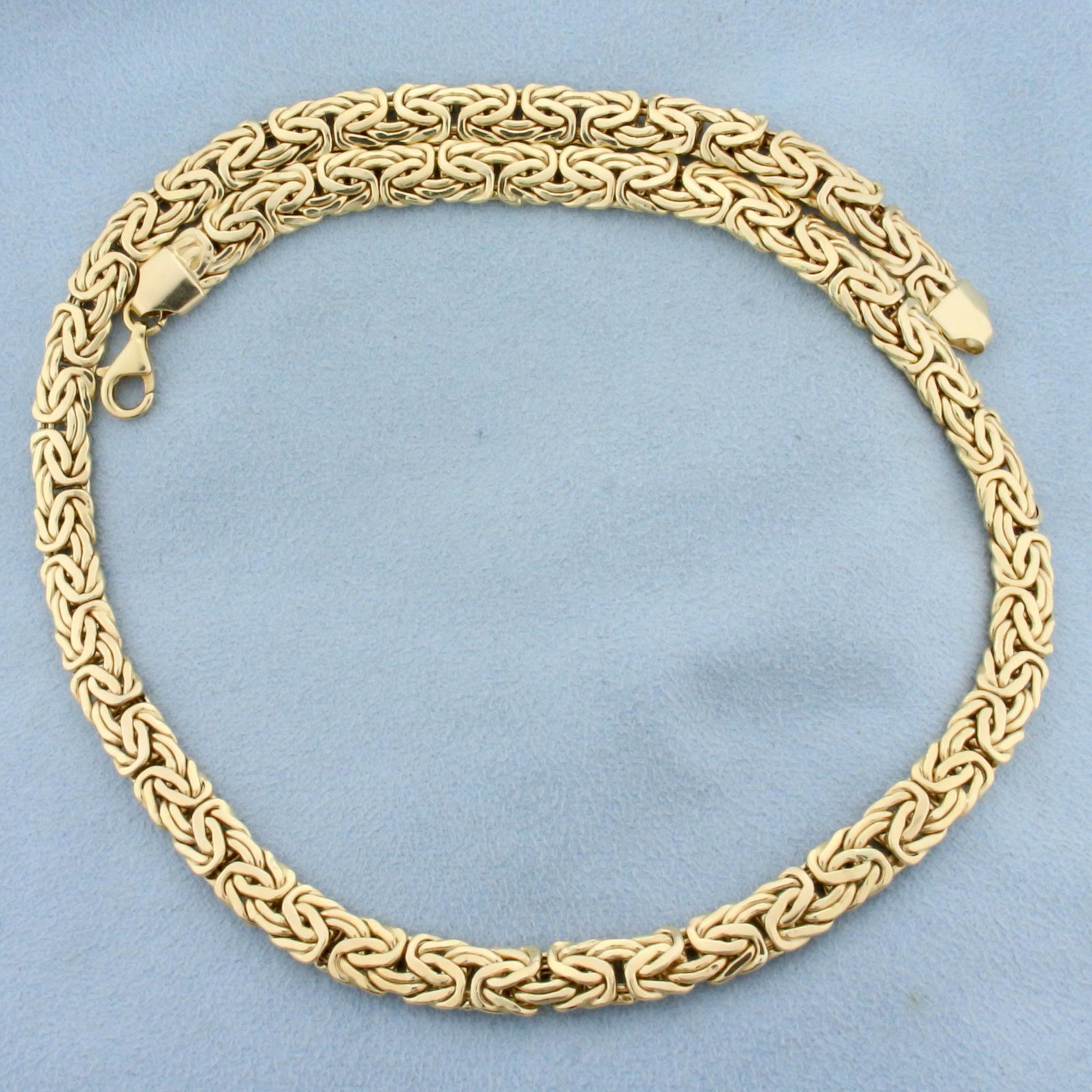 17 Inch Byzantine Link Chain Necklace in 14K Yellow: in 14K Yellow Gold. 17 inches long, 7mm wide. Loser clasp. 18.0g.