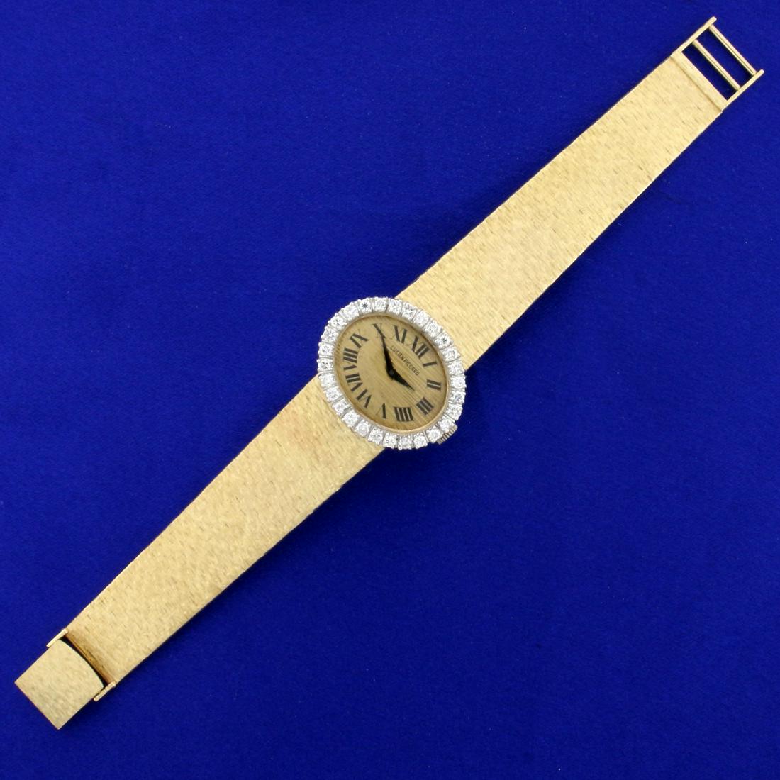 Womens Vintage Lucien Piccard Diamond Watch In Solid