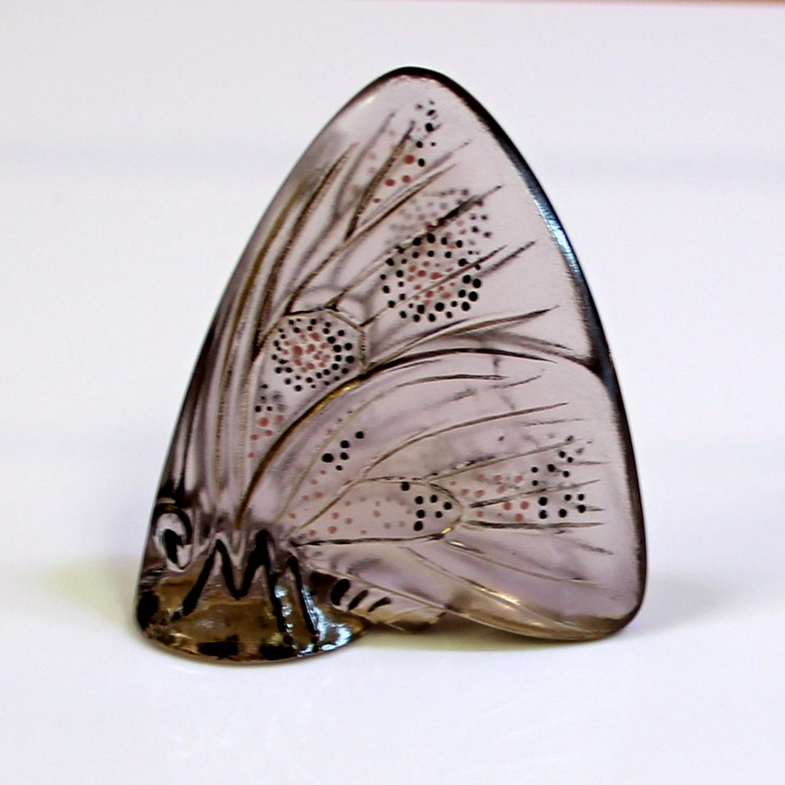 Lalique Crystal Purple Butterfly Figurine Hand Painted: 2 1/4 inches tall. 1 3/4 by 3/4 inches wide. No defects