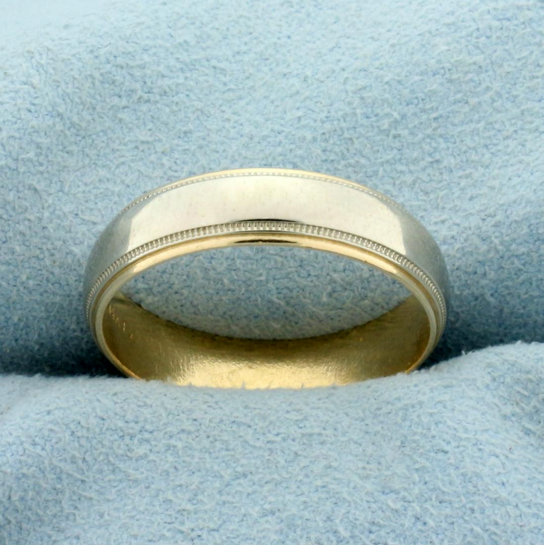 Milgrain Beaded Edge Wedding Band Ring in 14K Yellow: In 14K Yellow Gold. 5.2mm wide. Size 9 1/4. 4.4g