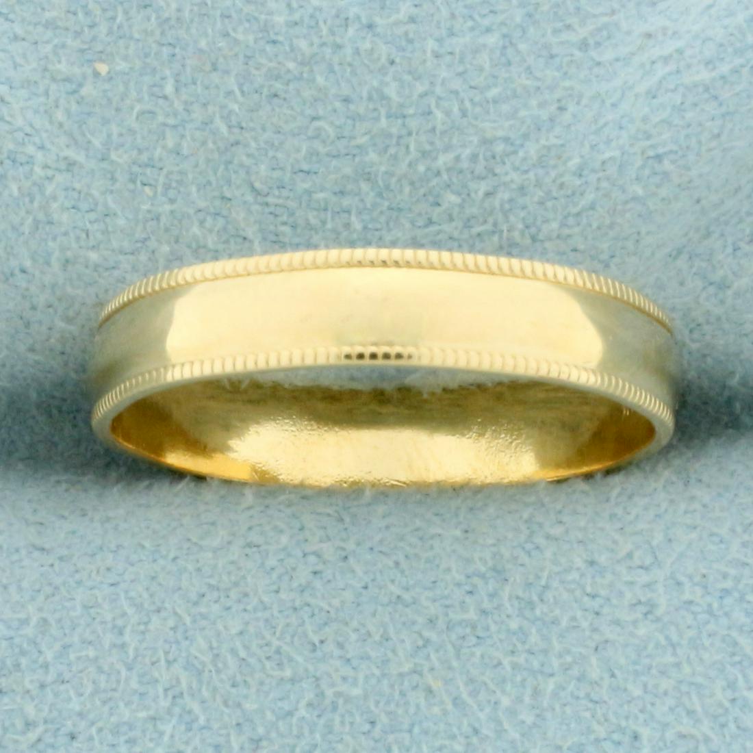 4mm Beaded Edge Milgrain Wedding Band Ring in 14K: In 14K Yellow Gold. Size 8 1/2. 4mm wide. 2.4g