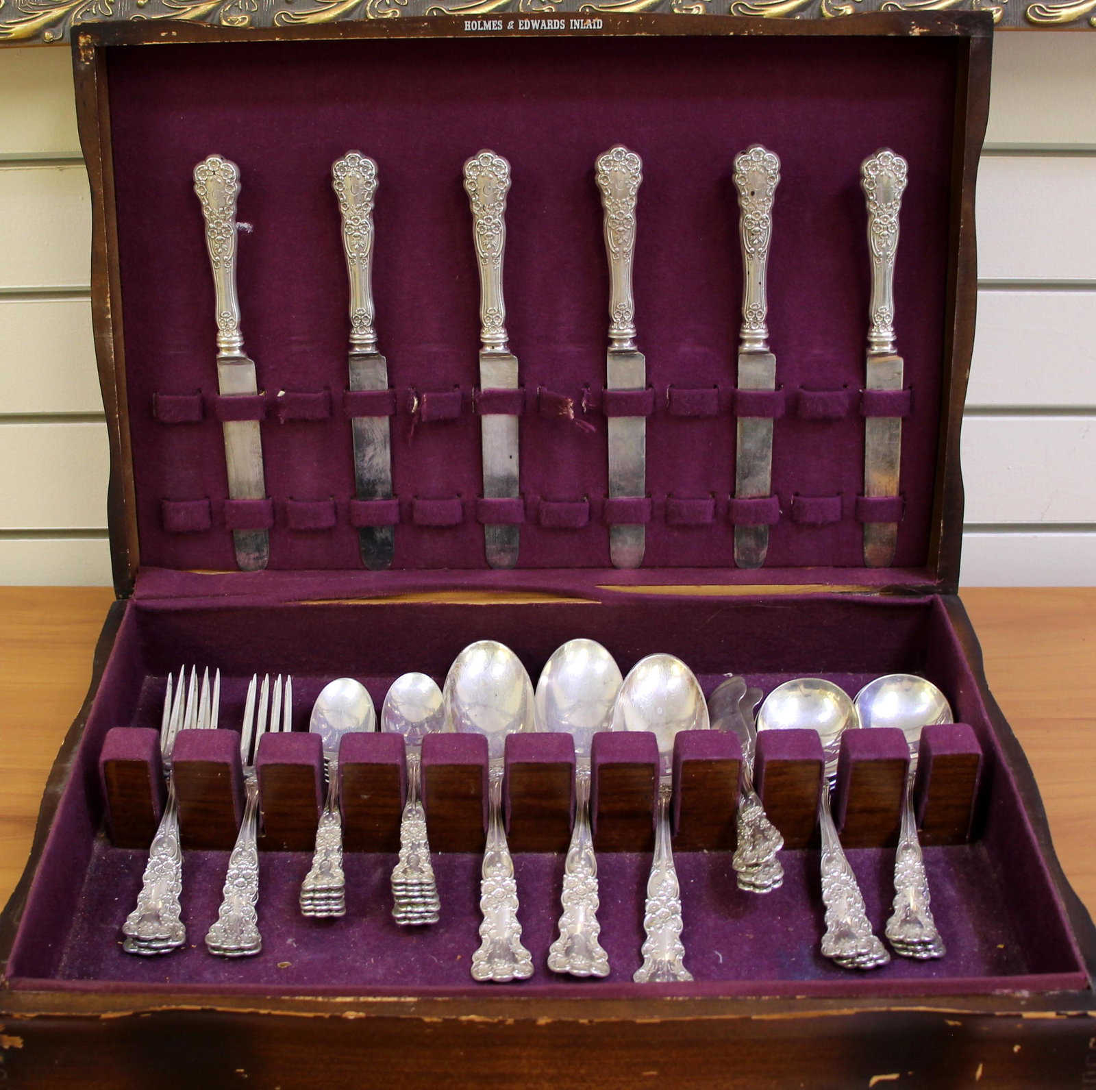 Antique Gorham Buttercup Sterling Silver Flatware Set: In Sterling Silver. Has old Gorham markings @ monogramed with a faint "D". Contains five forks @ 7 inches. Twelve teaspoons @ 5 3/4 inches. Six rare gumbo or chowder soup spoons @ 6 5/8 inches. Six ra
