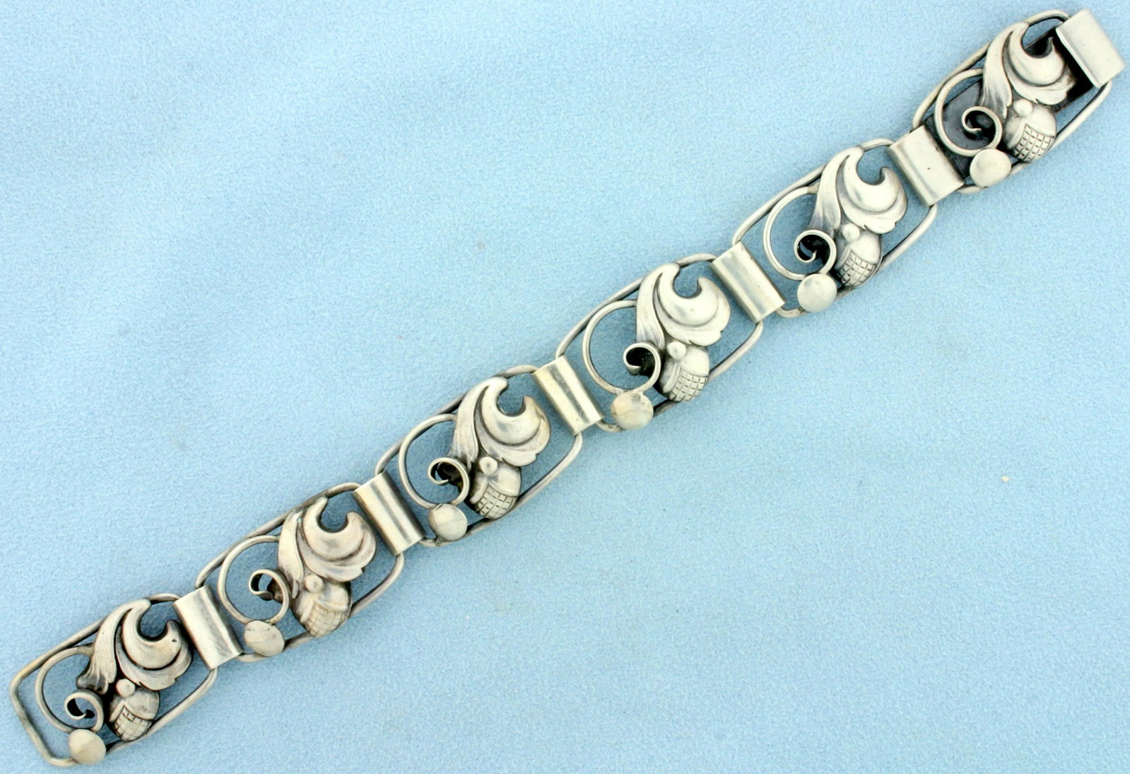 Swedish Mid Century Modern Silver Bracelet: In .830 Silver. Scandinavian. Thunstrom's workshop. 7 3/8 inches long, 3/4 inch wide. 24.7g.