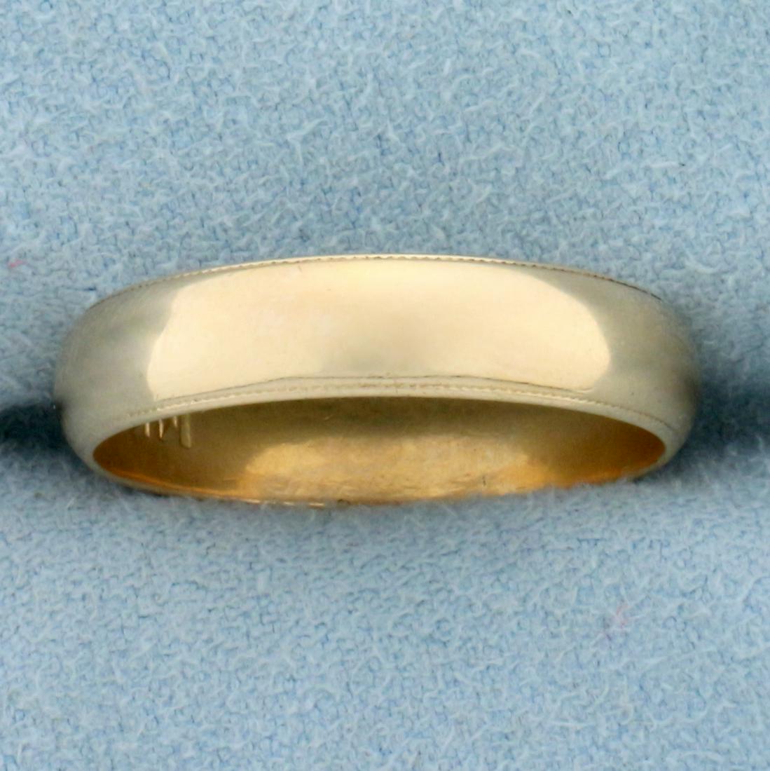 Milgrain Beaded Edge Wedding Band Ring in 14K Yellow: In 14K Yellow Gold. 4.8mm wide. Size 9 1/2. 4.5g.