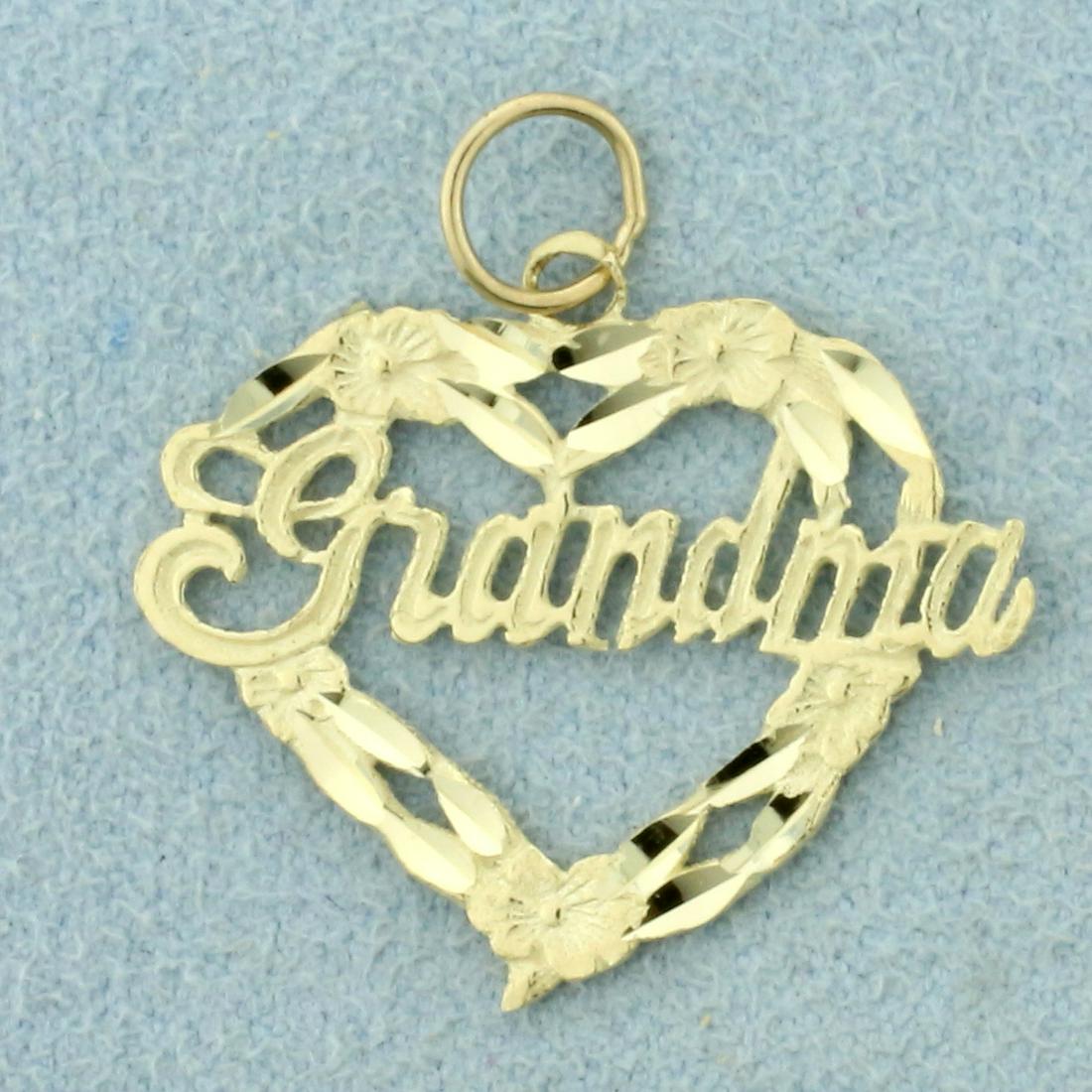 Grandma Heart Pendant in 14K Yellow Gold: In 14K Yellow Gold. 1 inch long. Diamond cut for extra sparkle. 1.0g.