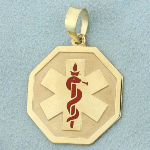 Inscribable Medical Pendant in 10K Yellow Gold (15944) on Jan 19, 2022