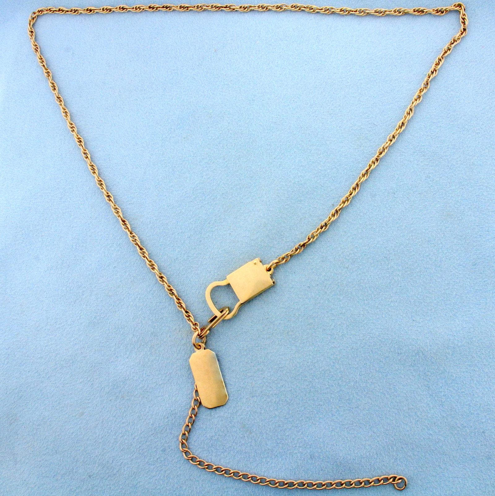 Vintage Lock Dog Tag Designer Chain 