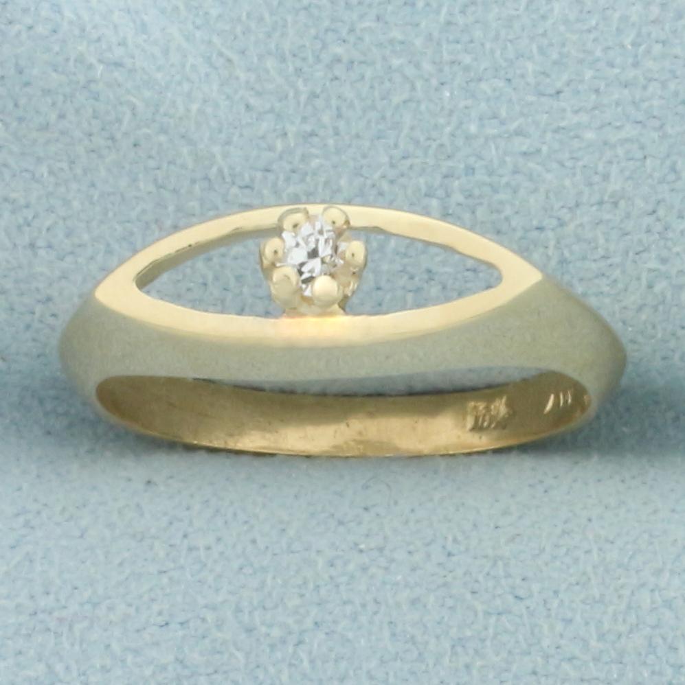 Diamond Evil Eye Ring in 10K Yellow Gold: In 10K Yellow Gold. Contains one high quality .02ct Diamond, SI clarity/H color. Size 5 1/2. 2.0g.
