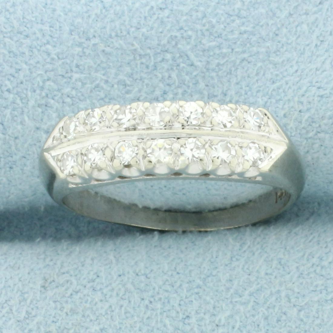 Diamond Wedding or Anniversary Band Ring in 14K White Gold: In 14K White Gold. Contains fourteen high quality Diamonds, 1/2ct TW, VS clarity/G color. Size 6 1/4. 2.5g.