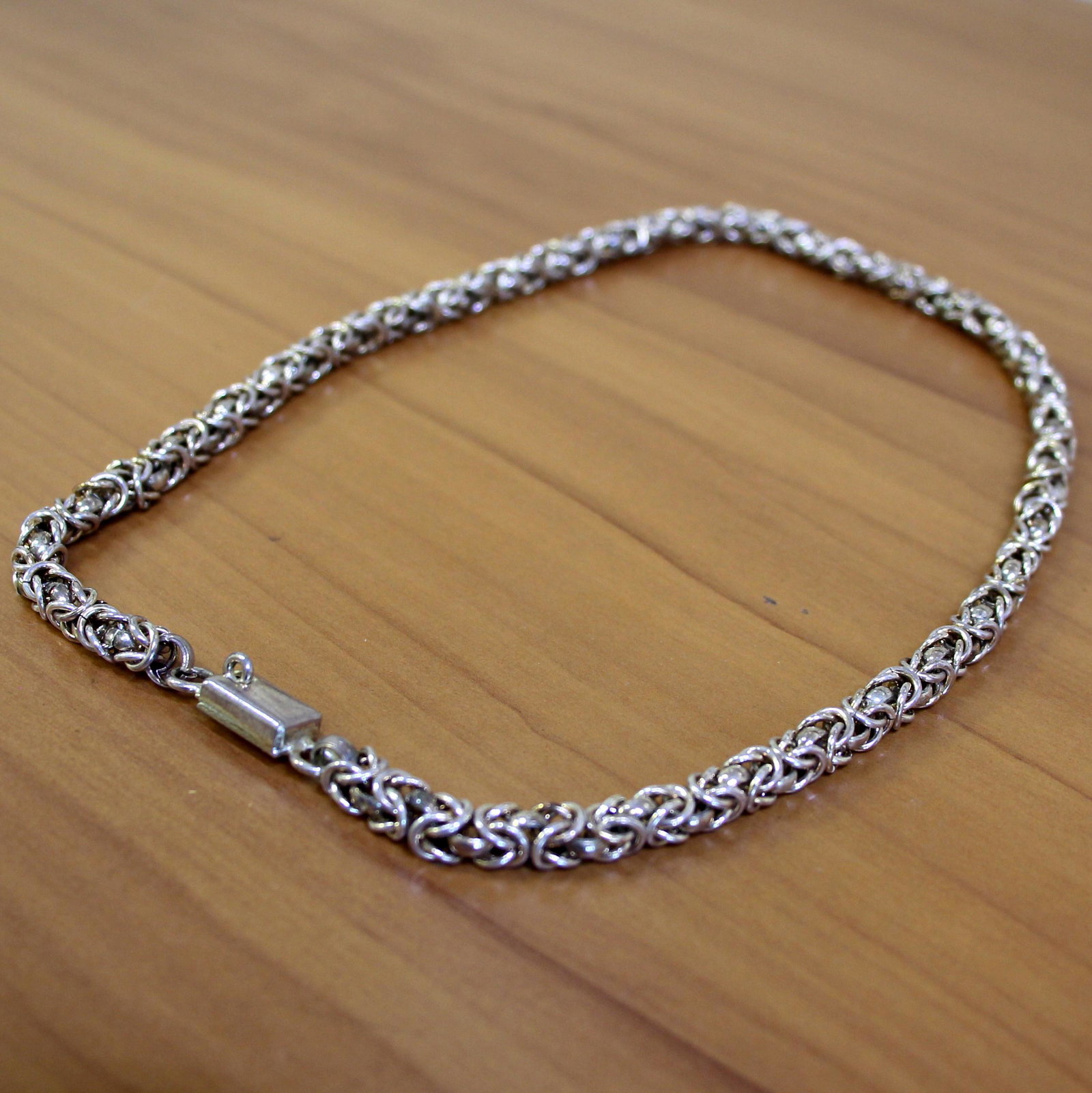 Byzantine Link Chain Necklace in Sterling Silver: In .925 sterling silver. Measure 17 inches long, 5.5mm wide. 49.5g