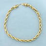 Mens Rope Link Chain Bracelet in 14k Yellow Gold