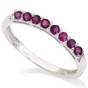 Ruby Stackable Ring in Sterling Silver: Round cut rustic ruby gemstones, rustic red color, .50ctw, set in platinum over sterling silver ring. Can be worn alone or stacked with other rings. Size 6. 1.4g