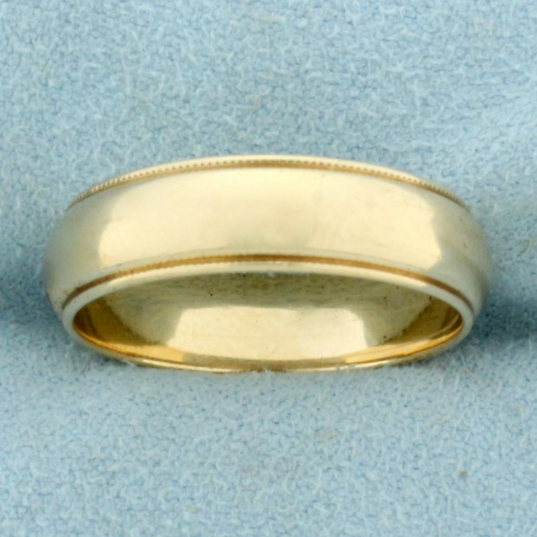 Mens Milgrain Beaded Edge Wedding Band Ring in 14K Yellow Gold: In 14K Yellow Gold. Size 10. 6mm wide. 6.1g