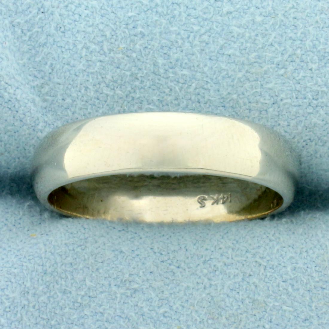 Mens Wedding Band Ring in 14K White Gold: In 14K White Gold. Size 10 1/2. 5.1mm wide. 5.6g