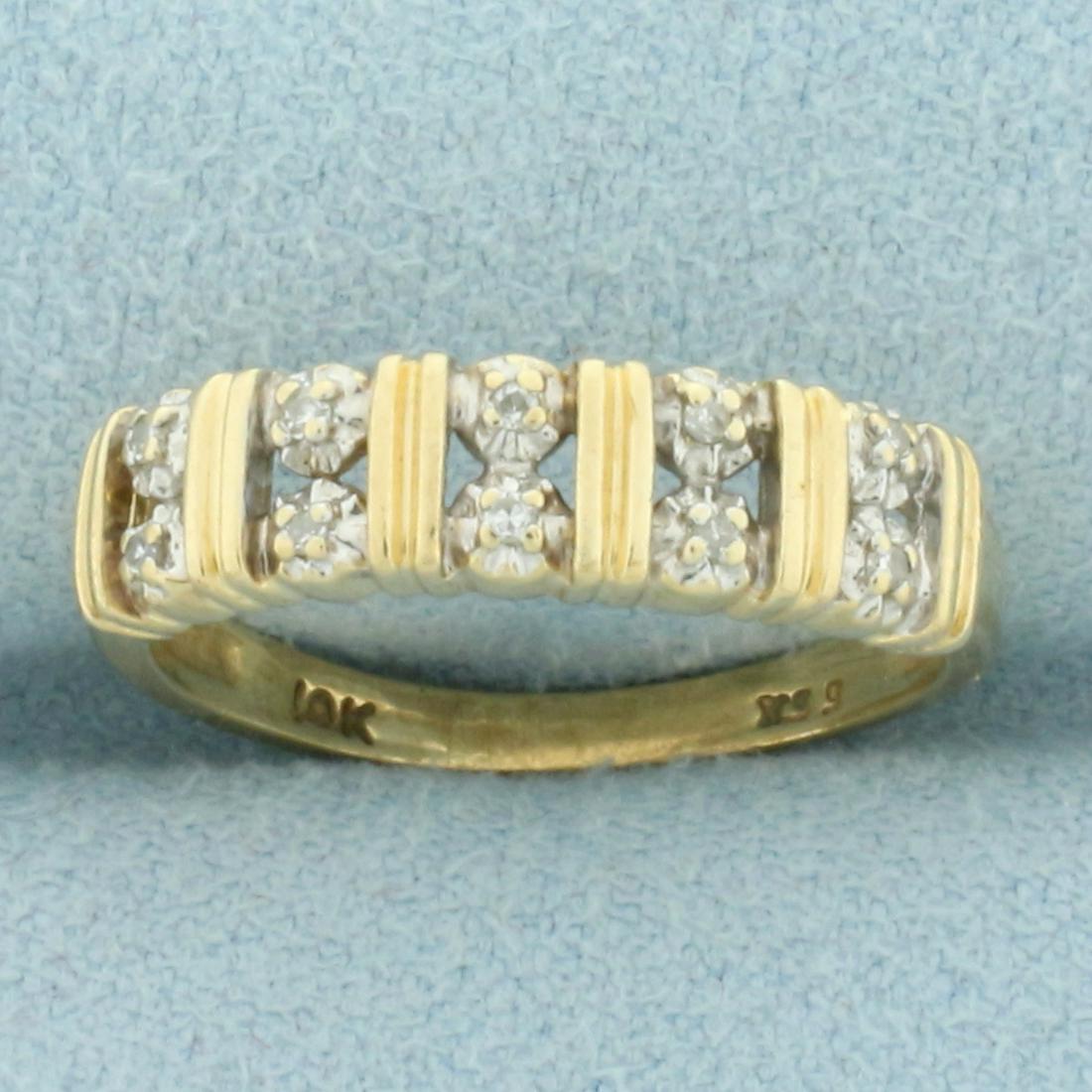 Womens Diamond Wedding Band Ring in 10k Yellow Gold: In 10k yellow gold. Contains ten 1/2pt high quality diamonds. Size 5.5. 2.1g.