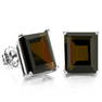 8x6MM Emerald Cut Smoky Quartz 3.4CTW Stud Earrings in Sterling Silver