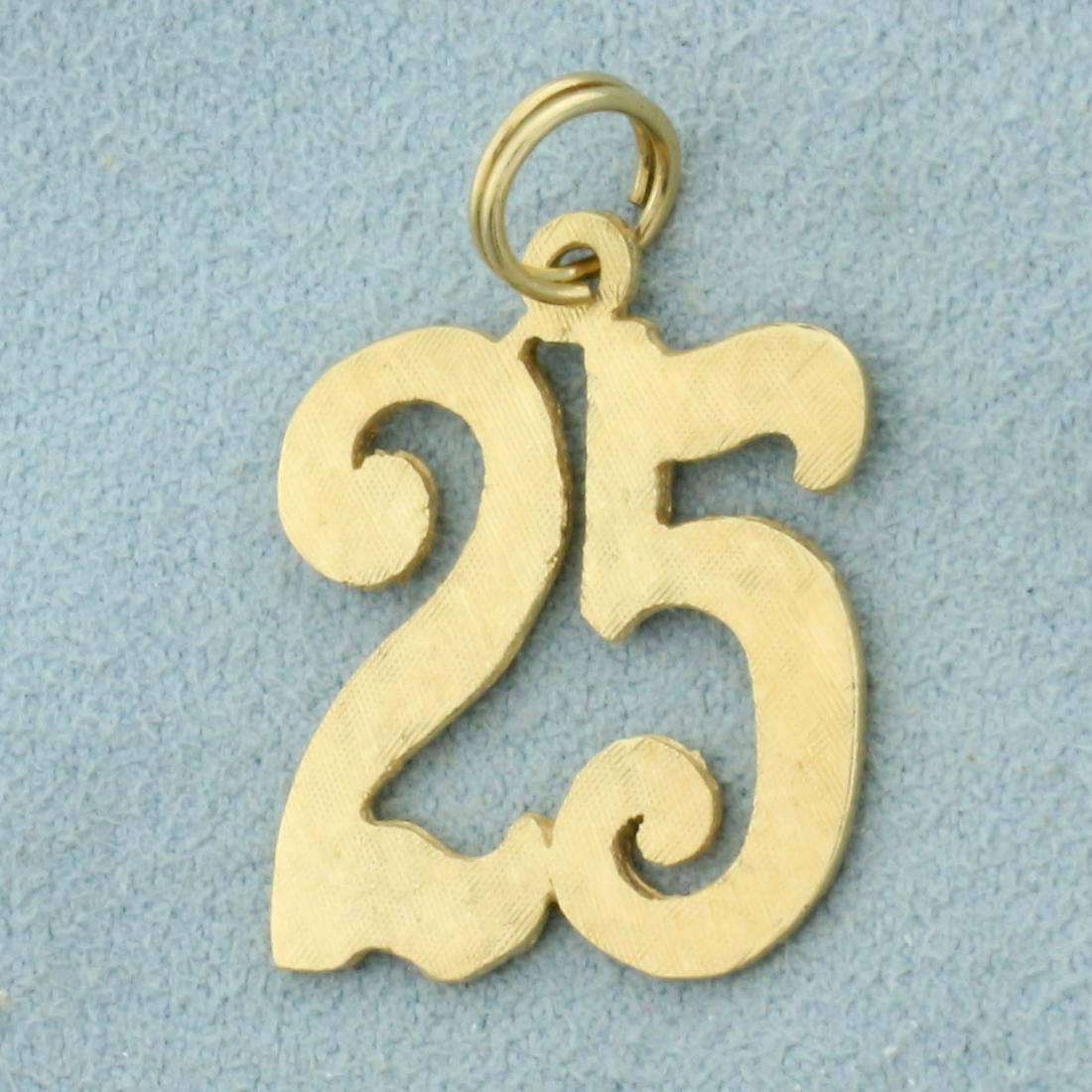 25 Birthday Pendant in 14K Yellow Gold: In 14k Yellow Gold. 1 inch long including jump ring.