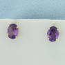 Amethyst Stud Earrings in 14k Yellow Gold