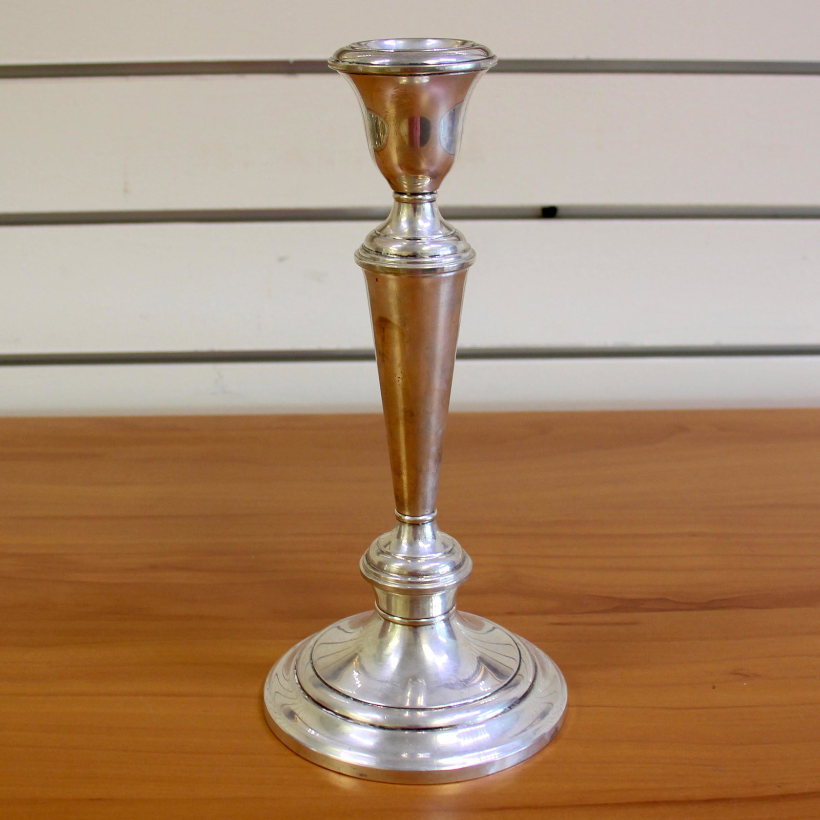 Gorham 808 Sterling Silver Single Candlestick: Weighted .925 Sterling Silver. 8.5 Inches tall by 4 Inches diameter at base. Excellent condition. 562.9g.