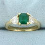 2ct TW Emerald and Heart Shaped Diamond Ring in 14k Yellow Gold