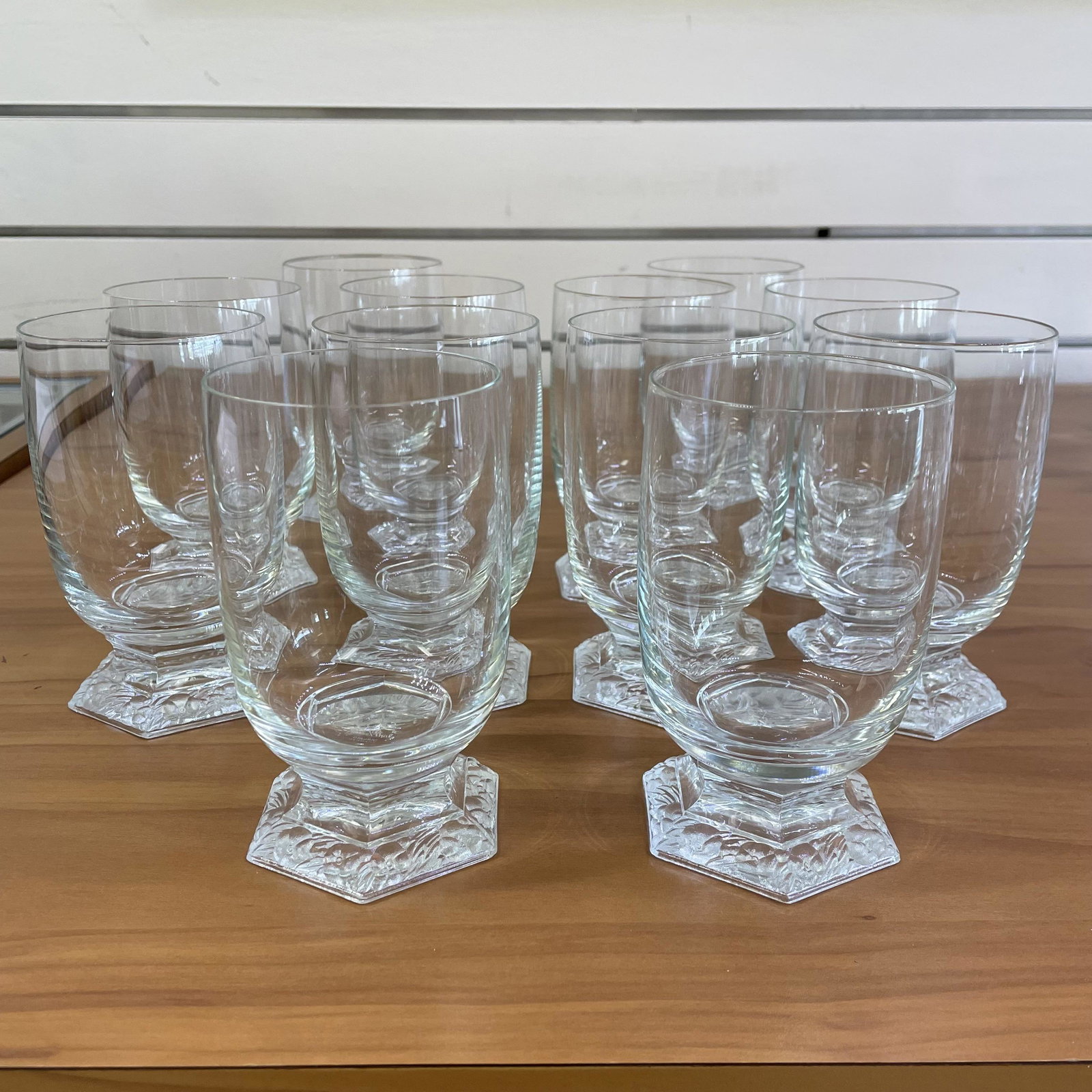 Rosenthal Maria Footed Tumbler Crystal Glasses Set of 12: Blown crystal glass. Set of 10 footed tumblers, 8 oz each. 4 1/2 inches high. Overall great condition.