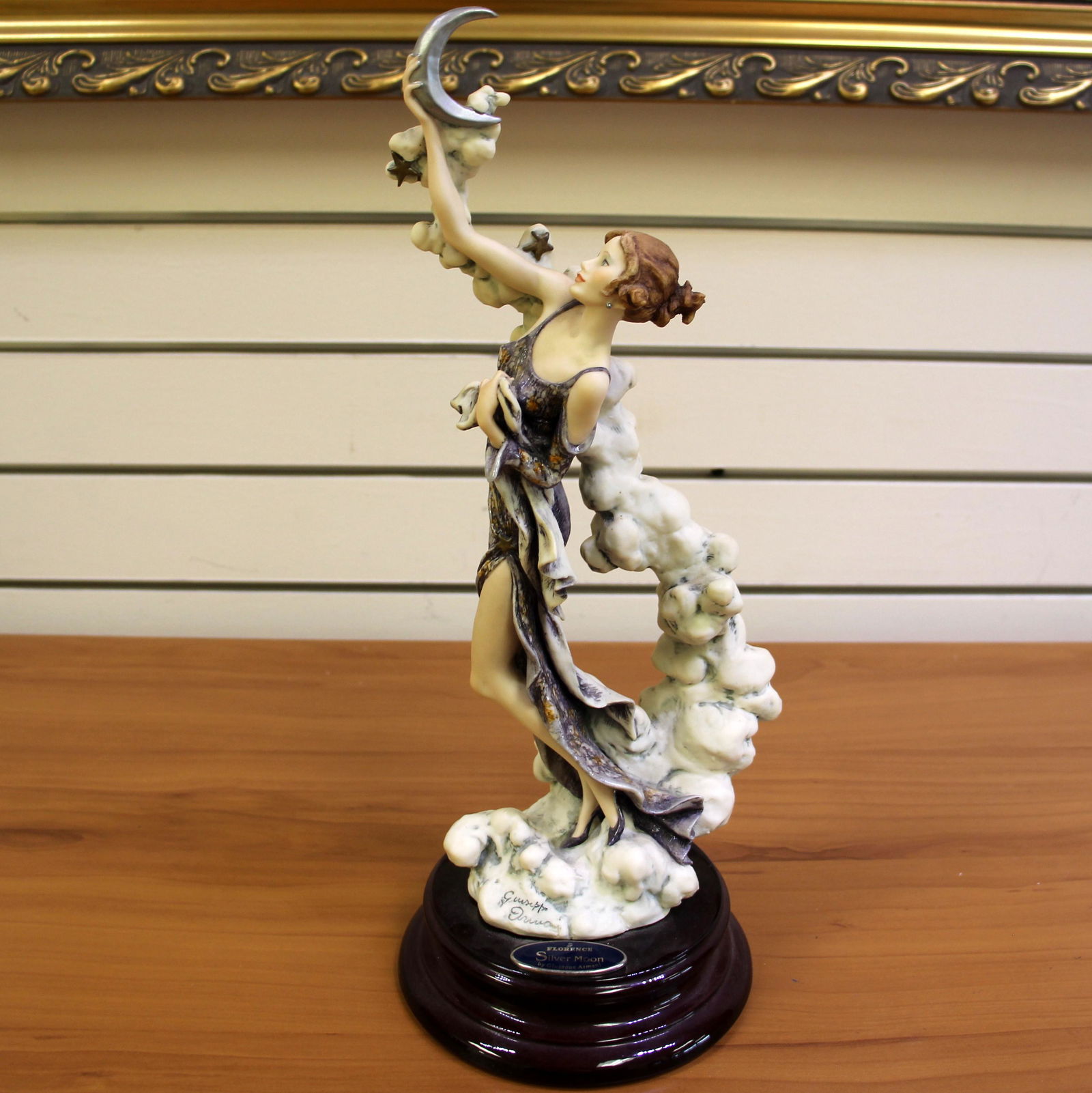 Giuseppe Armani "Silver Moon-The Exploration" 1276C Figurine in Original Box-Limited Edition: Dama Luna Argentata. #1276C. Includes original box. Limited edition- #205/5000. 15 inches high, porcelain.