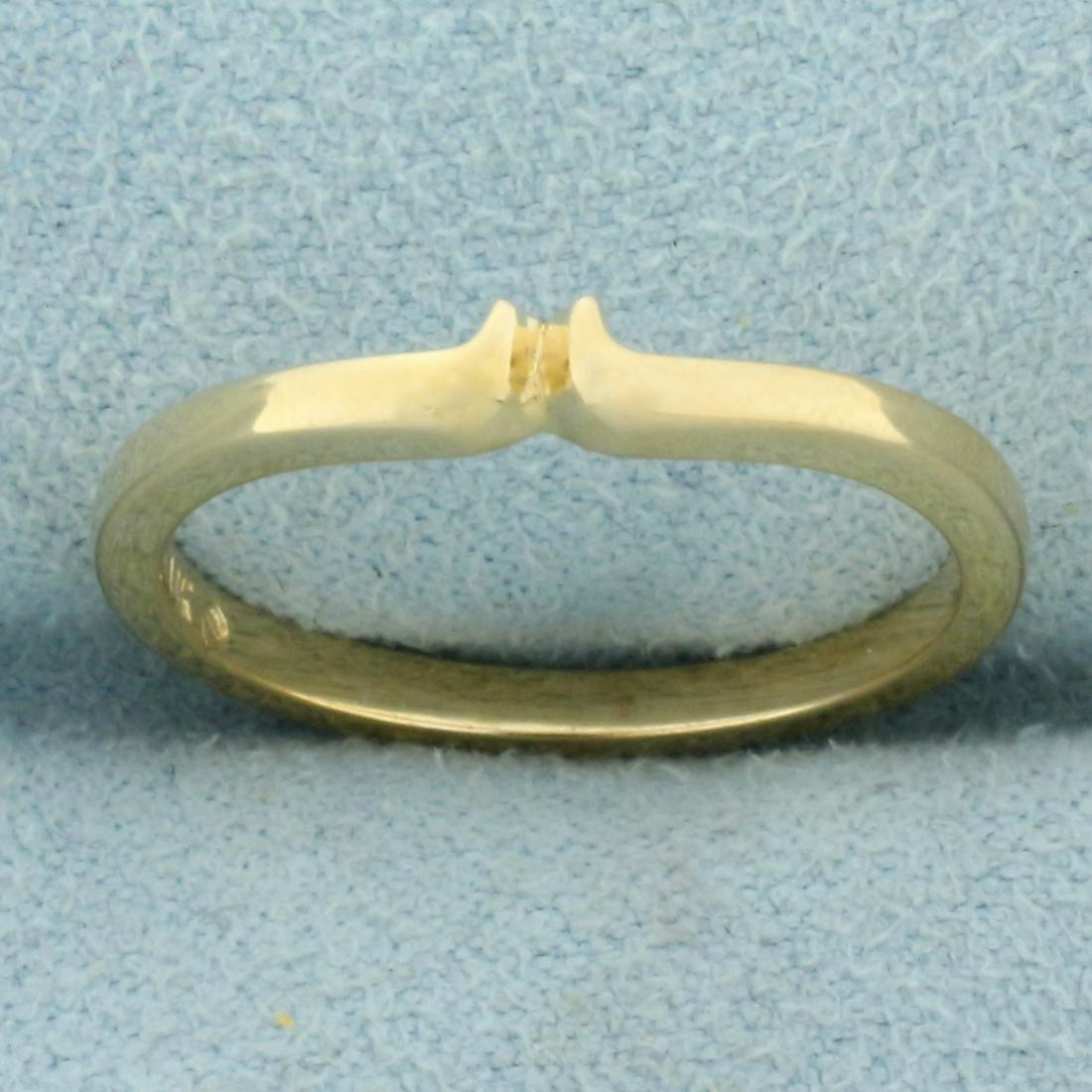 Notched Wedding Band Ring in 14k Yellow Gold: In 14 K Yellow Gold. Size 6 1/2. Notched so can fit against prong of engagement ring. 2.1g