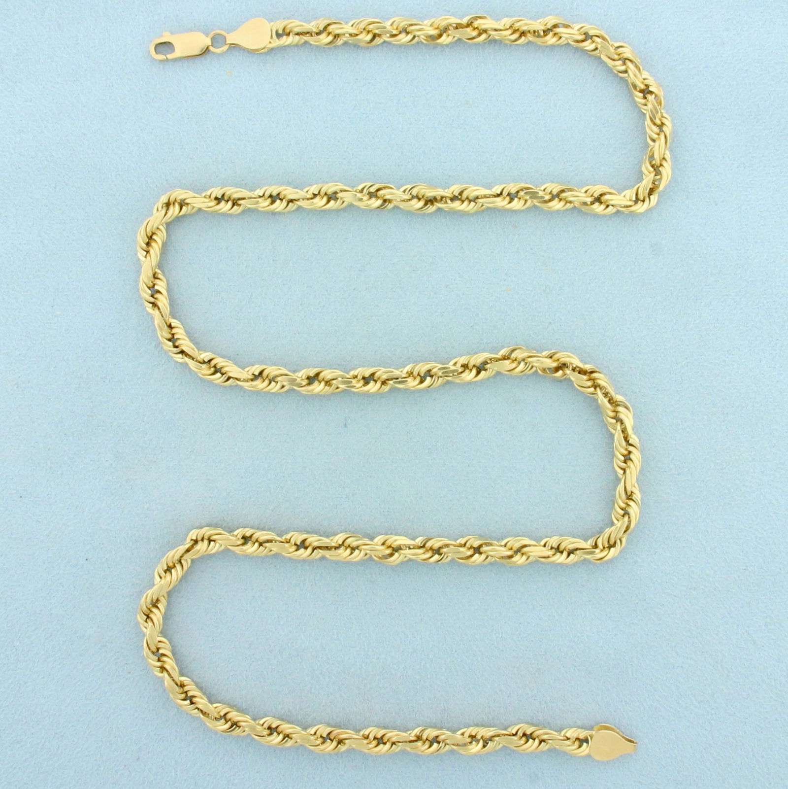 Heavy Solid 21 Inch Rope Link Chain Necklace in 14k Yellow Gold Feb
